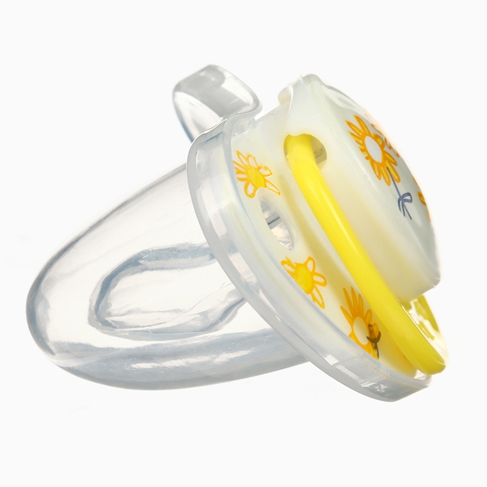 Набор: Соска - пустышка с держателем «Цветы», ортодонтическая, +6 мес, цвет желтый Набор: Соска - пустышка с держателем «Цветы», ортодонтическая, +6 мес, цвет желтый