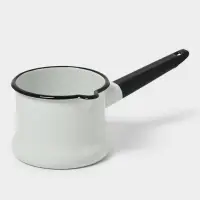 Ковш эмалированный, 1 л, без декора, белый