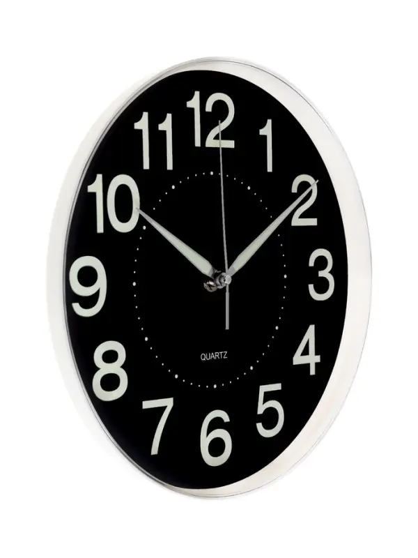 Часы настенные &laquo;Светящиеся&raquo;, интерьерные, d=25 см, плавный ход, чёрные с белым корпусом