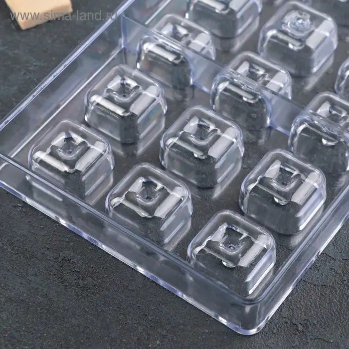 Форма для шоколада и конфет KONFINETTA &laquo;Пончик в форме квадрата&raquo;, 33&times;16.2 см, 21 ячейка, ячейка 2.6&times;2.6 см, пластик, прозрачная