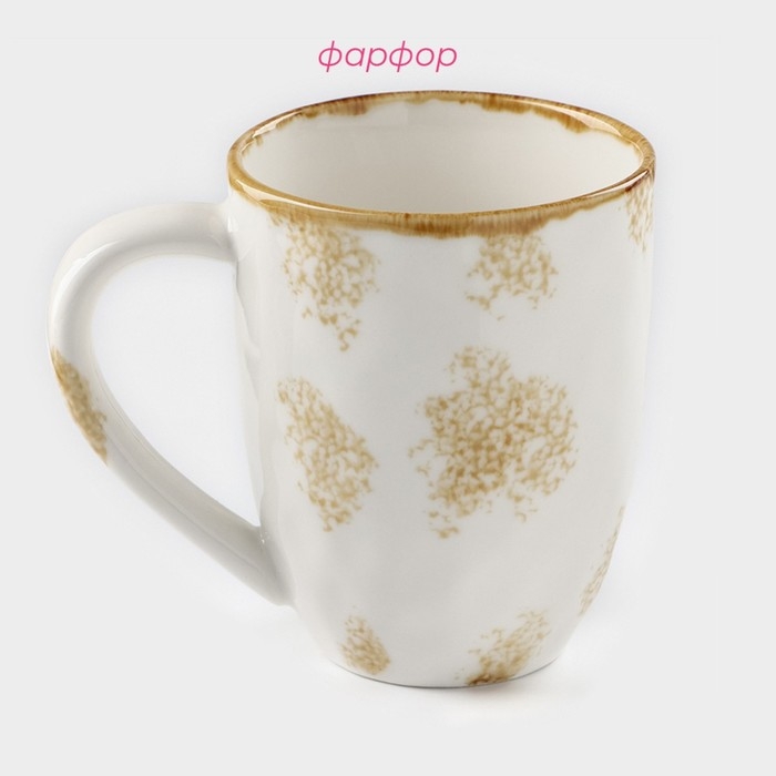 Кружка фарфоровая Доляна Organic Gold, 400 мл, цвет белый Кружка фарфоровая Доляна Organic Gold, 400 мл, цвет белый