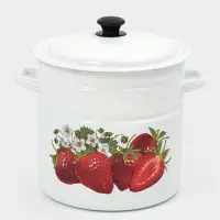 Кастрюля эмалированная, 12 л, с крышкой, цилиндрическая, белая