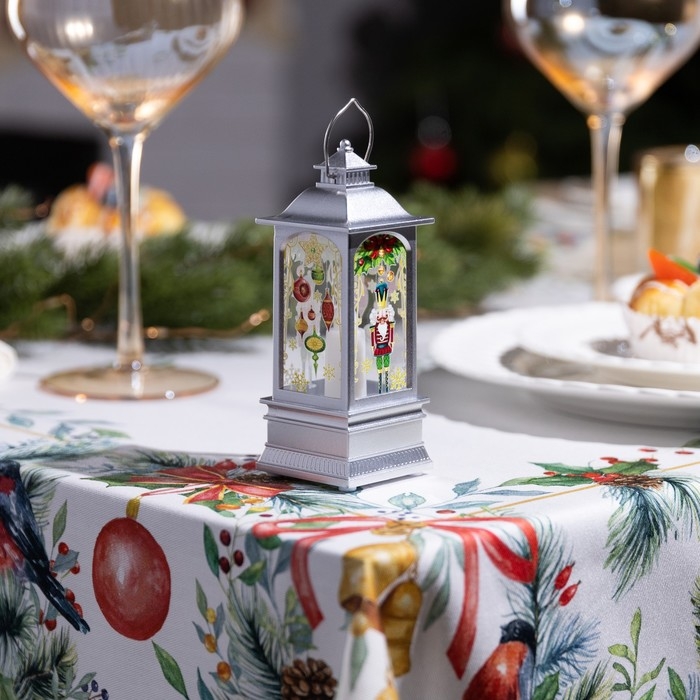 Светодиодная фигура «Серебристый фонарь с щелкунчиком» 5 × 12 × 5 см, пластик, батарейки AG13х3 (в комплекте), свечение тёплое белое