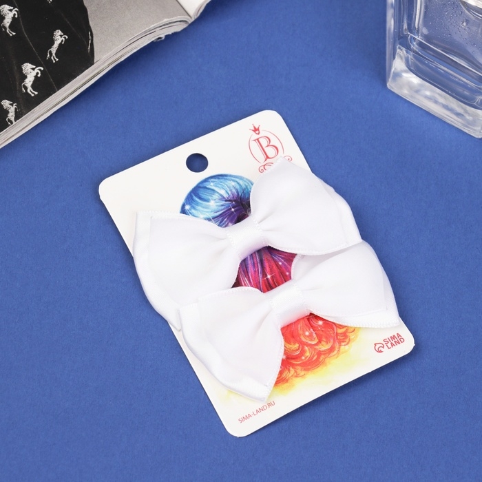 Зажим для волос  Зажим для волос "Бантик Вивиан" (набор 2 шт) классик, 7 см, белый