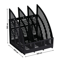 Лоток для бумаг cборный, вертикальный, LINE, 3 отделения, чёрный