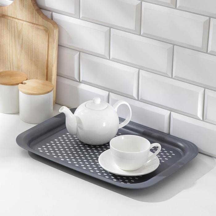 Поднос с антискользящим покрытием, 36,5×27 см, цвет МИКС Поднос с антискользящим покрытием, 36,5×27 см, цвет МИКС