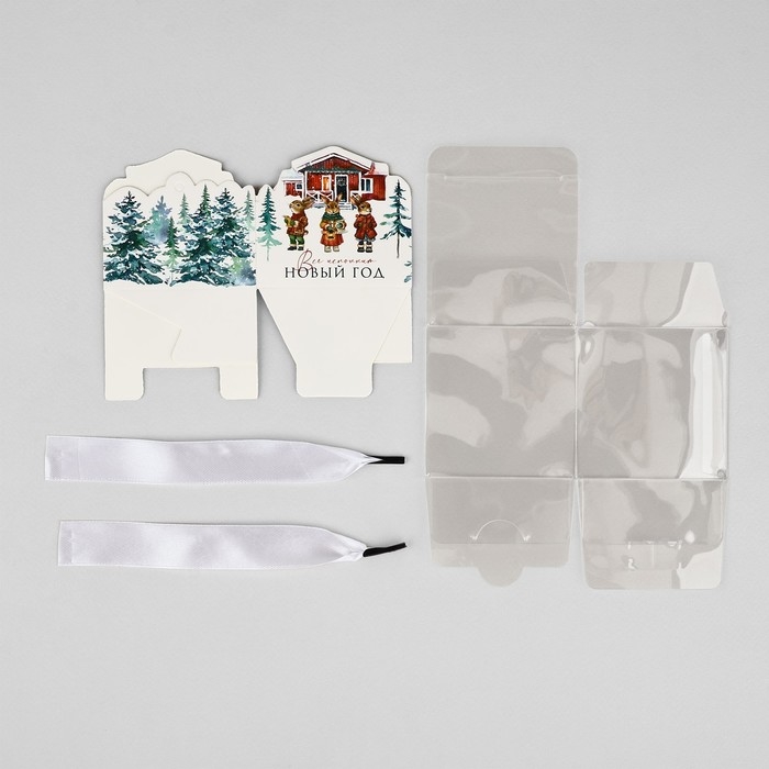 Коробка подарочная новогодняя складная «Новогодний домик», 7 х 7 х 7 см, Новый год Коробка подарочная новогодняя складная «Новогодний домик», 7 х 7 х 7 см, Новый год