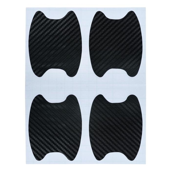 Защитная пленка под ручки дверей, 3D карбон, 5х6.8 см, черный, набор 4шт Защитная пленка под ручки дверей, 3D карбон, 5х6.8 см, черный, набор 4шт