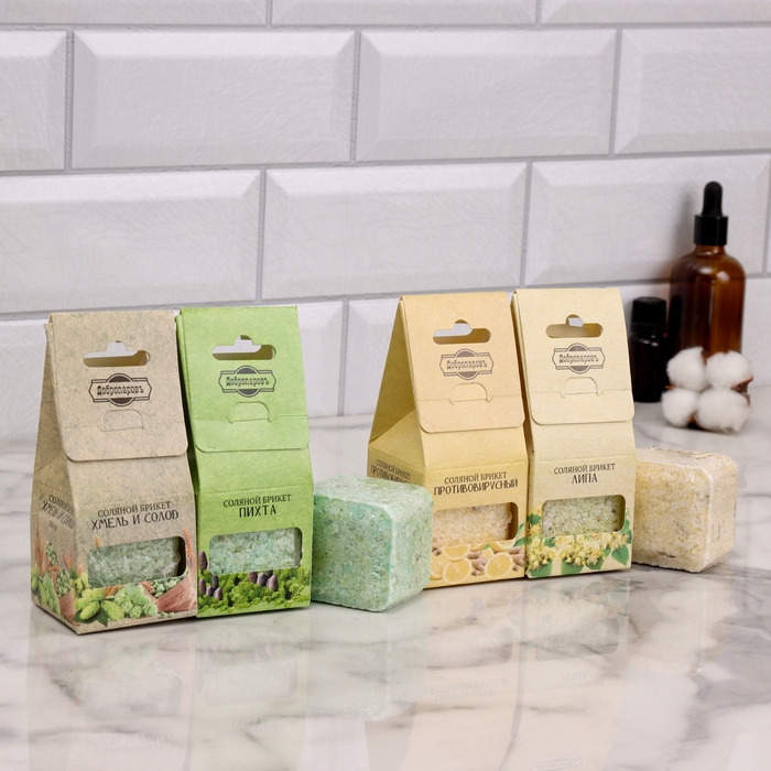 Соляной брикет куб "Целебная Гармония" набор 4 шт по 200 г