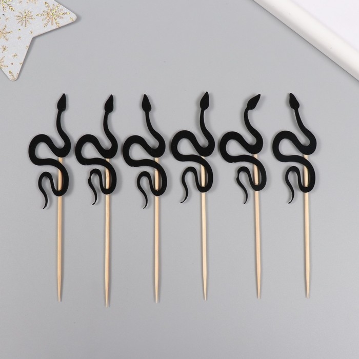 Новогодний топпер для творчества Новогодний топпер для творчества "Чёрная змея" 12.5 см (Новогодний набор 6 шт)