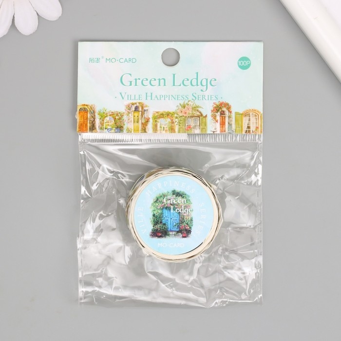 Наклейка бумага Наклейка бумага "Двери и окна в цветах" 1,2 - 2,5 см 100 шт в рулоне 11х8 см