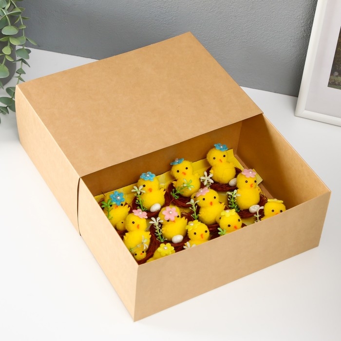 Сувенир пасхальный Сувенир пасхальный "Цыпа с цыплёнком в гнезде с цветочками" набор 12 шт 5х5х5 см