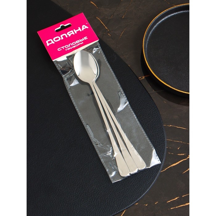 Набор ложек для ice tea из нержавеющей стали Доляна, длина 19,4 см, толщина 2,2 мм, 410 сталь, 3 шт, цвет серебряный Набор ложек для ice tea из нержавеющей стали Доляна, длина 19,4 см, толщина 2,2 мм, 410 сталь, 3 шт, цвет серебряный