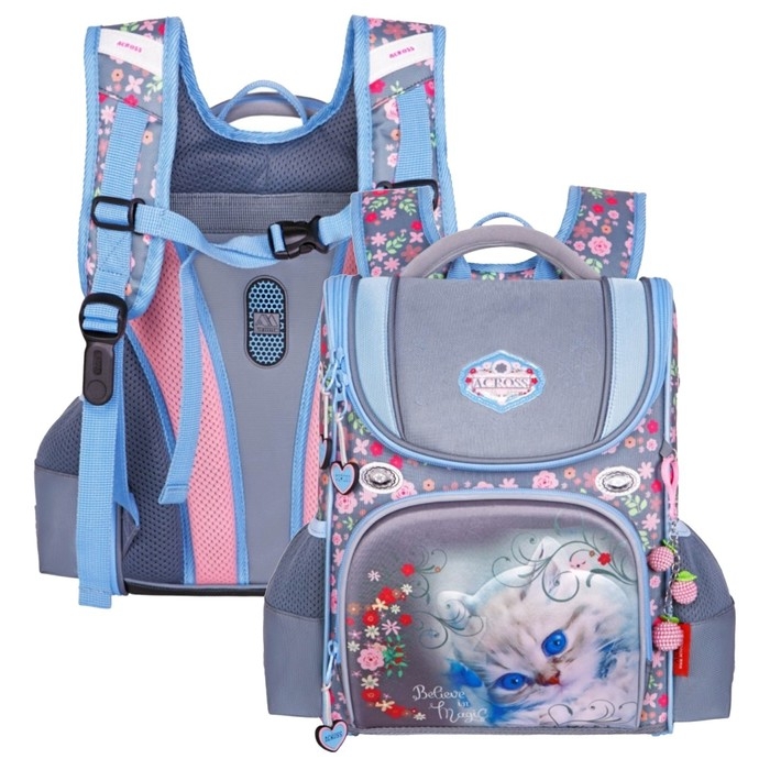 Ранец школьный Стандарт, раскаладной, 35 х 22 х 12 см, Across 191, наполнение: мешок, серый ACR22-191-9 Ранец школьный Стандарт, раскаладной, 35 х 22 х 12 см, Across 191, наполнение: мешок, серый ACR22-191-9