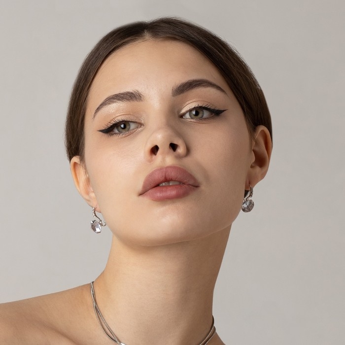 Серьги «Циркония» love you, цвет голубой в серебре