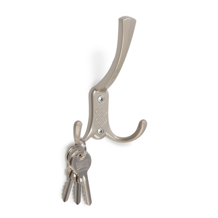 Крючок мебельный ТУНДРА TKT003 LIGHT, трехрожковый, матовый никель Крючок мебельный ТУНДРА TKT003 LIGHT, трехрожковый, матовый никель