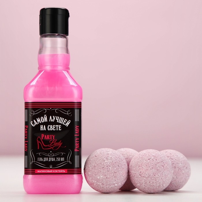 Новогодний подарочный набор косметики Party Lady, гель для душа во флаконе виски 250 мл и бомбочки для ванны 4 х 40 г, Новый Год Новогодний подарочный набор косметики Party Lady, гель для душа во флаконе виски 250 мл и бомбочки для ванны 4 х 40 г, Новый Год