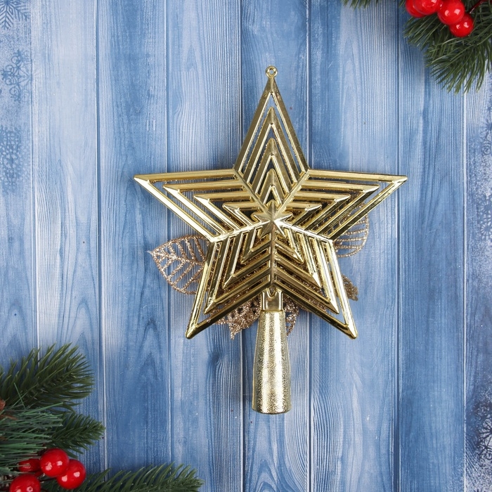 Наконечник Наконечник "Звезда полоски объём цветок" 18х14 см, золото