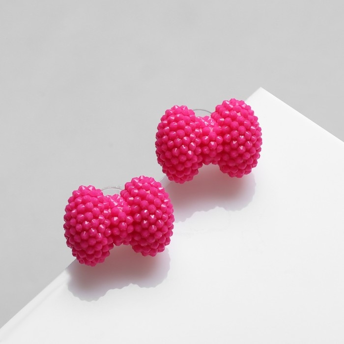 Серьги пластик «Карамель» бант, цвет ярко-розовый Серьги пластик «Карамель» бант, цвет ярко-розовый