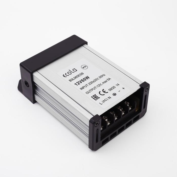 Блок питания Ecola для светодиодной ленты 12 В, 60 Вт, IP53 Блок питания Ecola для светодиодной ленты 12 В, 60 Вт, IP53