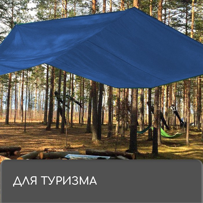 Тент защитный, 5 × 4 м, плотность 60 г/м², УФ, люверсы шаг 1 м, голубой Тент защитный, 5 × 4 м, плотность 60 г/м², УФ, люверсы шаг 1 м, голубой