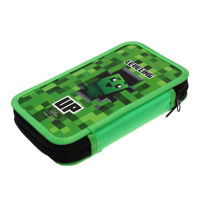 Пенал 2 секции, 125 х 205 х 40 мм, Calligrata 30П26/2  Пенал 2 секции, 125 х 205 х 40 мм, Calligrata 30П26/2 "Гейм пиксели", ламинированный картон