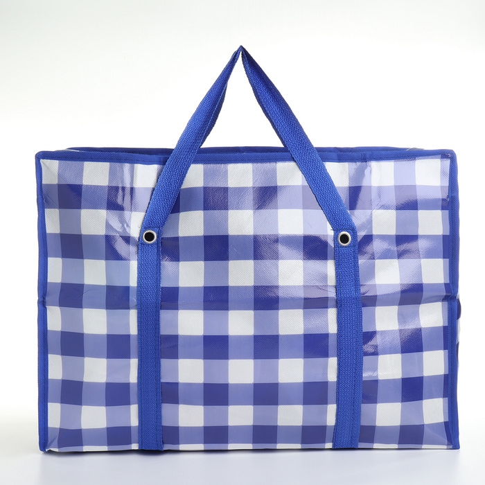 Сумка хозяйственная на молнии, цвет синий/белый Сумка хозяйственная на молнии, цвет синий/белый