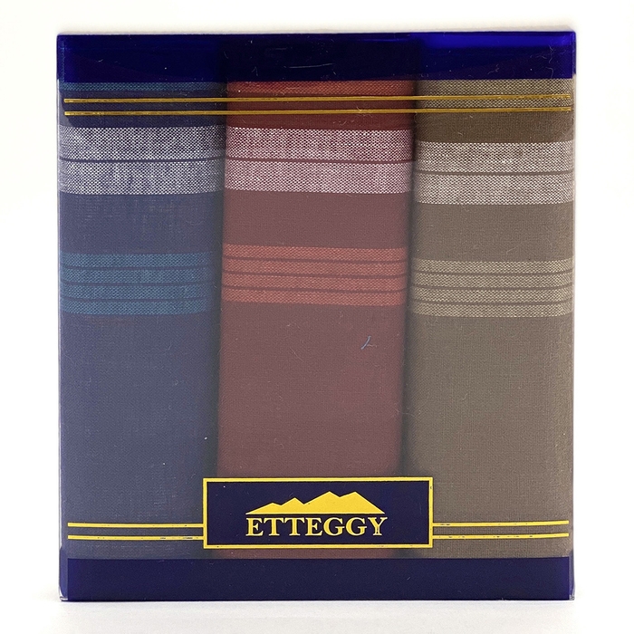 Набор мужских носовых платков в коробке Etteggy PD15D 38х38 3шт, МИКС, батист 73г/м, хл100 Набор мужских носовых платков в коробке Etteggy PD15D 38х38 3шт, МИКС, батист 73г/м, хл100