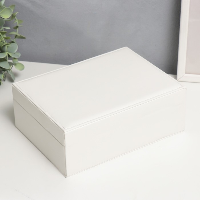 Шкатулка кожзам для украшений  Шкатулка кожзам для украшений "Белая матовая" 8,7х23х17,5 см