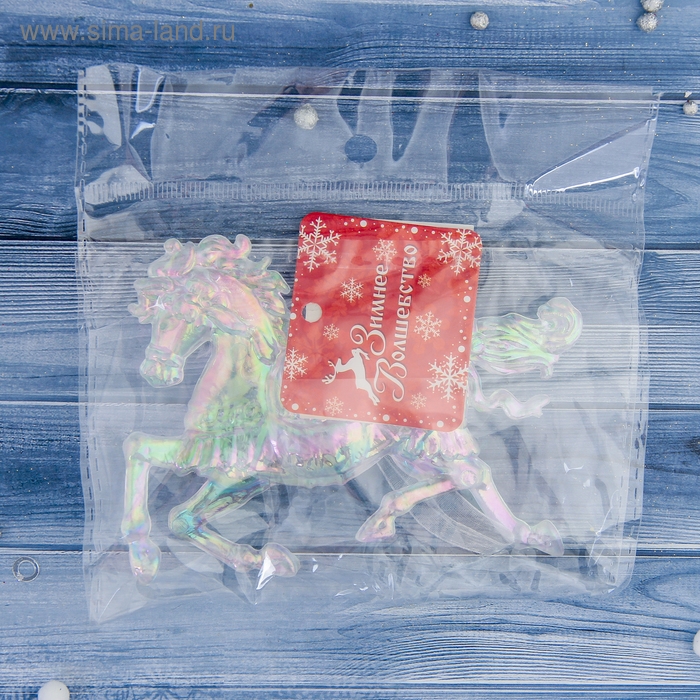 Украшение ёлочное Украшение ёлочное "Конь" 9х12 см, прозрачный перелив
