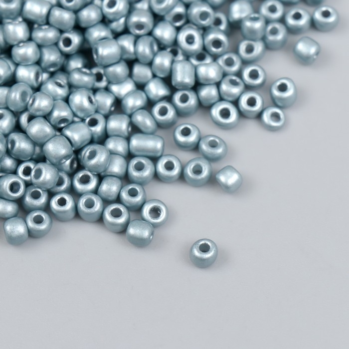 Бисер стекло 6/0  Бисер стекло 6/0 "Серо-бирюзовый" металлик 450 гр