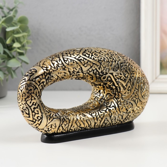 Сувенир полистоун  Сувенир полистоун "Овал неправильной формы с узорами" золото 20х6х10 см