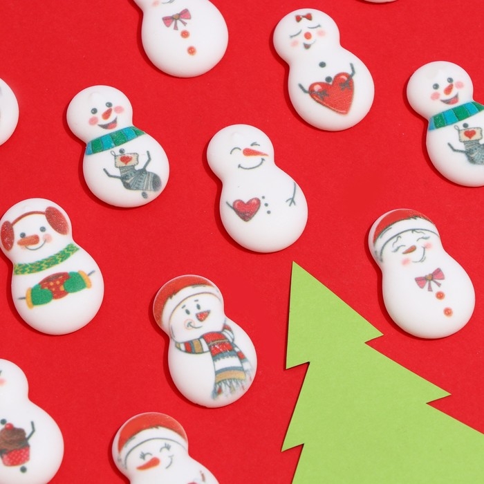 Новый год. Сахарные медальоны Top decor, "Снеговики", 35 х 23 мм, набор 63 шт