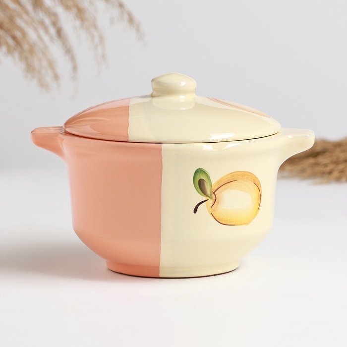 Бульонница с крышкой  Бульонница с крышкой "Псковская" 0,5л / 11,5х13см, персиковый поцелуй