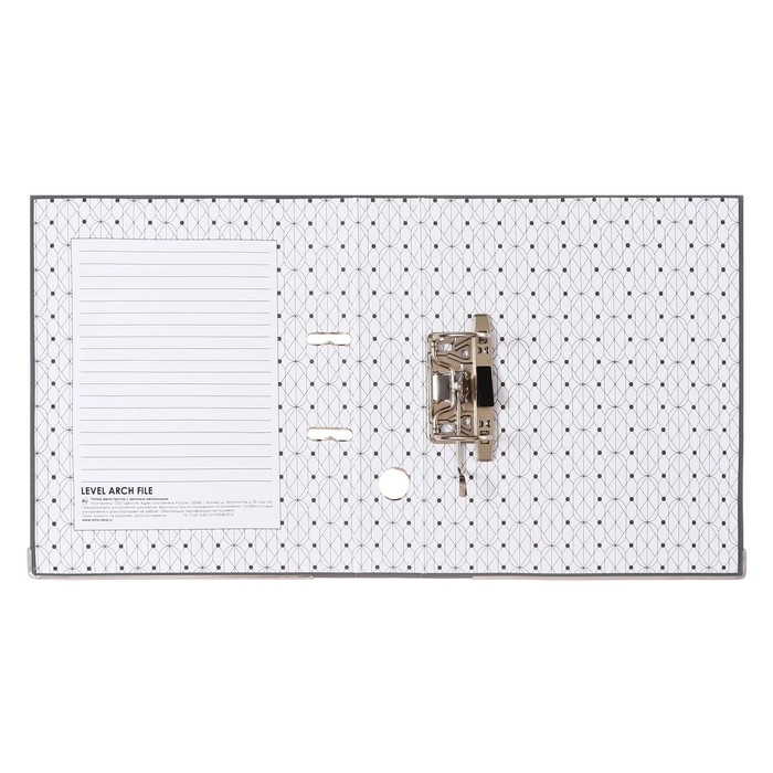 Папка-регистратор А4, 50 мм, Calligrata, ПВХ, тиснение Папка-регистратор А4, 50 мм, Calligrata, ПВХ, тиснение "лен", металлическая окантовка, карман на корешок, собранная, серая, микс