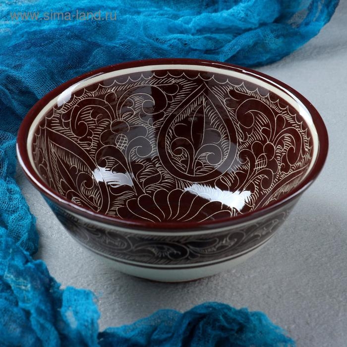 Коса Риштанская Керамика  Коса Риштанская Керамика "Узоры" 15 см, малая, коричневая