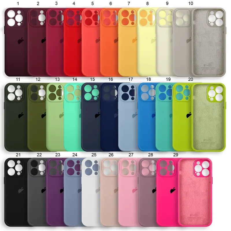 Чехол для iPhone 14 Pro Max Silicone Сase APL WS (закрытый низ+камера) с лого