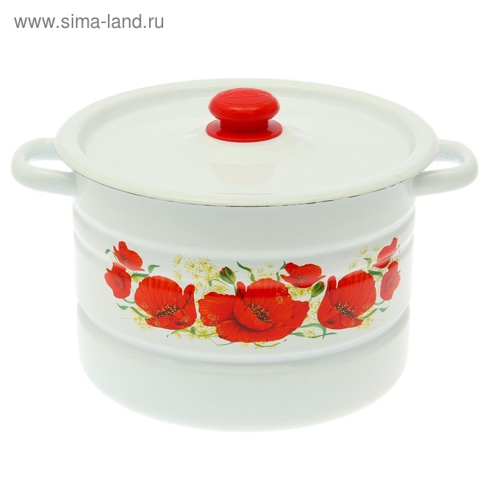 Мантоварка-позница эмалированная, 7,5 л, декор, 2 вставки, МИКС