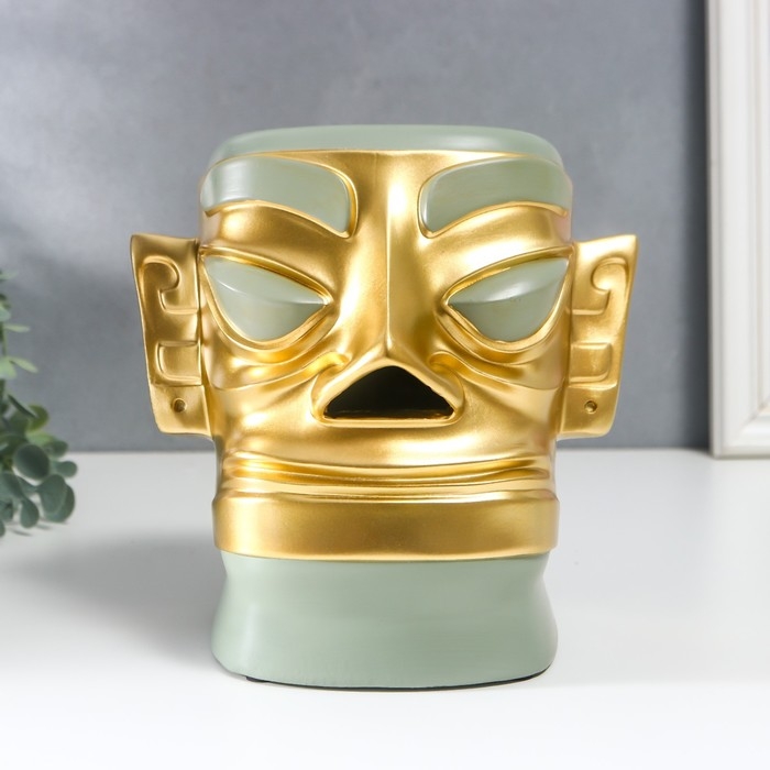 Сувенир полистоун салфетница  Сувенир полистоун салфетница "Абориген с острым носом" зелёно-золотой 19х12х20 см