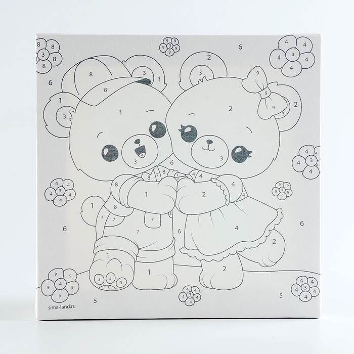Картина по номерам на холсте с подрамником для детей «Мишки на лужайке», 17 х 17 см Картина по номерам на холсте с подрамником для детей «Мишки на лужайке», 17 х 17 см