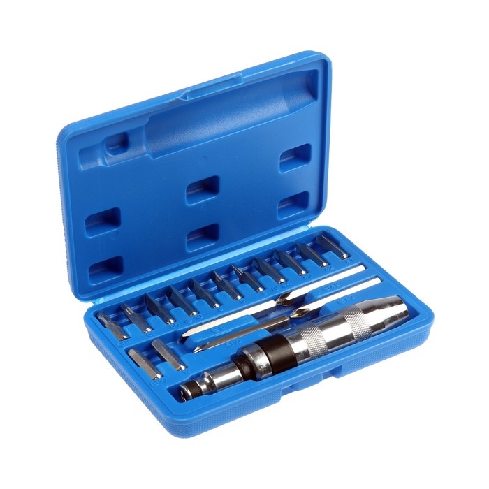 Отвертка ударно-поворотная ТУНДРА 1/2 Отвертка ударно-поворотная ТУНДРА 1/2", с битами 17 шт., реверс, метал. рукоятка, кейс