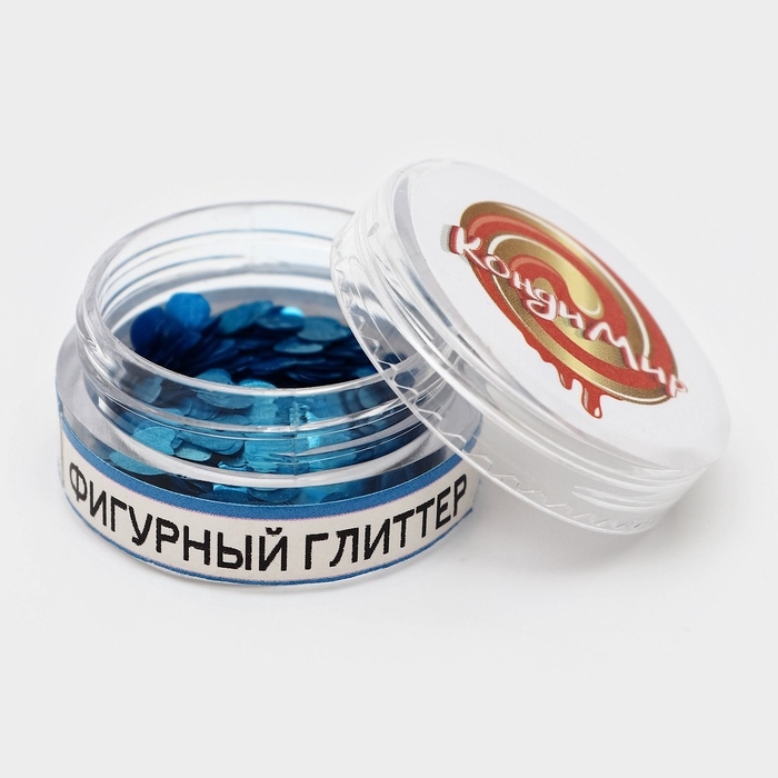 Глиттер пищевой фигурный сердца синие Глиттер пищевой фигурный сердца синие