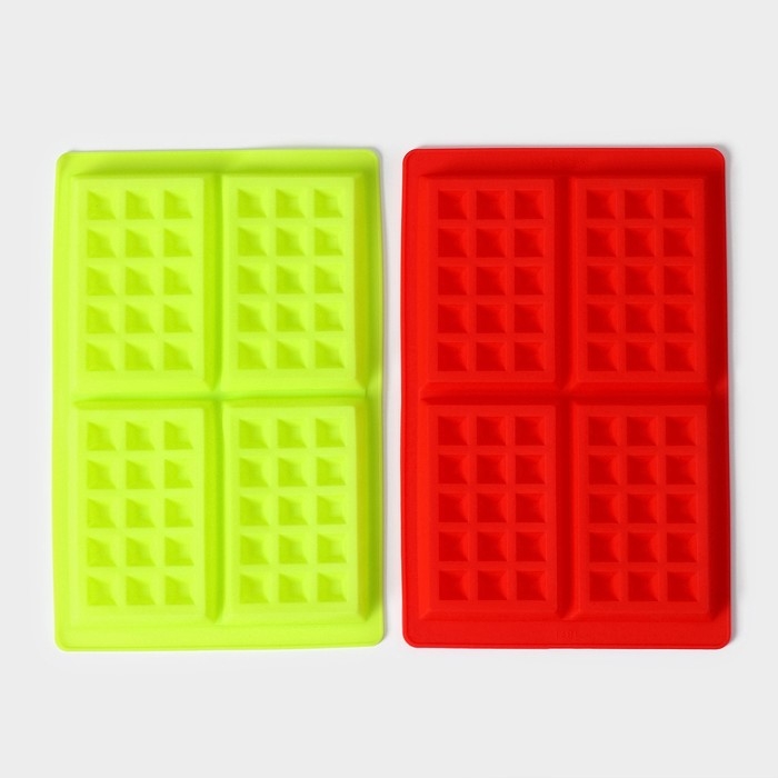 Форма для выпечки Доляна &laquo;Сладости. Венские вафли&raquo;, силикон, 28,5&times;18,5 см, 4 ячейки (12,3&times;8,1 см), цвет МИКС