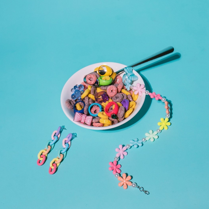 Серьги пластик «Цепь» 7 звеньев, цветные матовые Серьги пластик «Цепь» 7 звеньев, цветные матовые