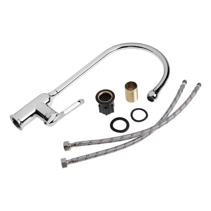 Смеситель для кухни ZEIN Z3745, Смеситель для кухни ZEIN Z3745, "капелька", однорычажный, высота излива 26 см, сатин