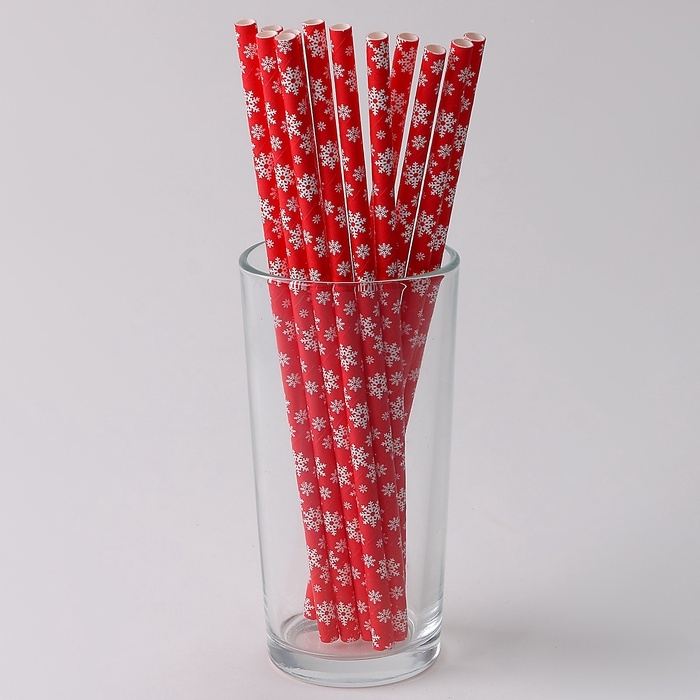 Новый год! Трубочки для коктейля «Снежинки», набор 12 шт.