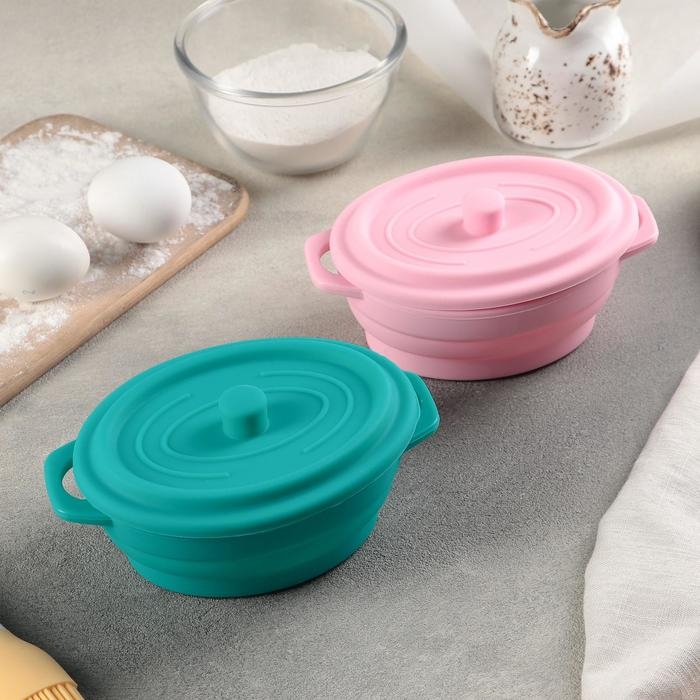 Кокотница - форма для запекания складная Доляна &laquo;Юзи&raquo;, силикон, 16,5&times;11&times;7,5 см, цвет МИКС