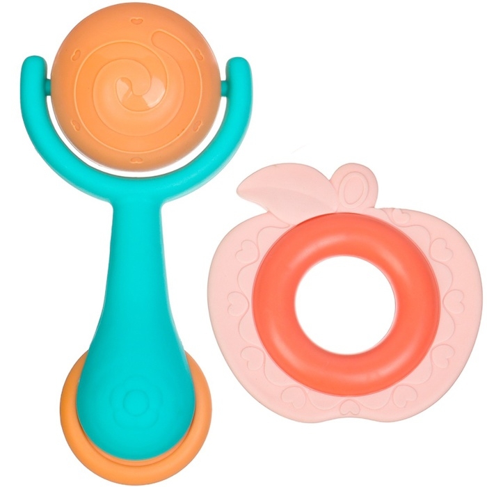Набор погремушек с прорезывателем «Овощной микс», 2 шт Набор погремушек с прорезывателем «Овощной микс», 2 шт