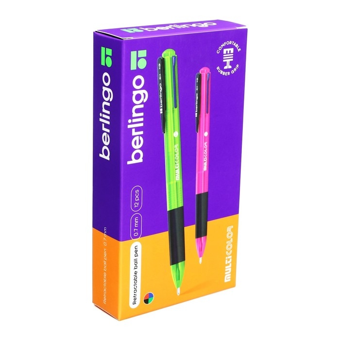 Ручка шариковая автоматическая 0.7 мм, Berlingo Ручка шариковая автоматическая 0.7 мм, Berlingo "Multicolor", микс 4 цвета