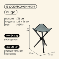 Стул туристический Maclay, р. 28х26х36 см, до 60 кг, цвет тёмно-серый